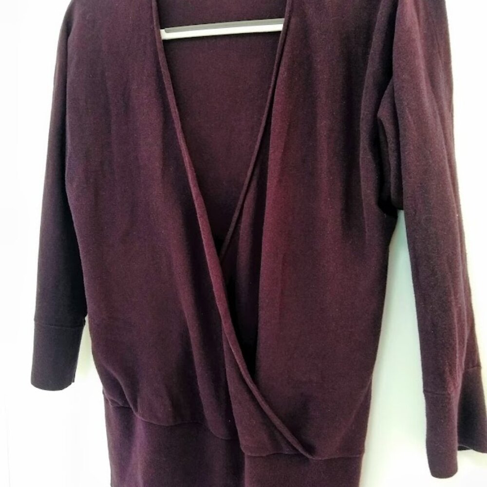 Ann Taylor LOFT  women's  S   cross-front sweater   dark purple/wine/burgundy